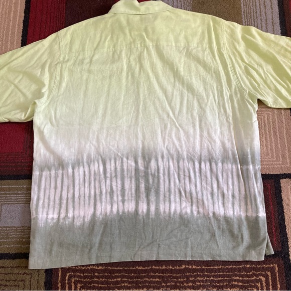 Vintage OTB One Touch Brand Men's Size M Green Ombre Linen Cotton Blend Shirt - Picture 5 of 9